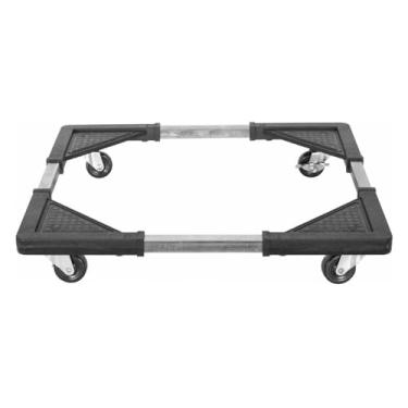 Imagem de Suporte Móvel Ajustável com Trava, Base para Eletrodomésticos, Aço Inoxidável e Plástico, 43,5-65cm x 43,5-65cm, Capacidade 140kg, com Rodízios