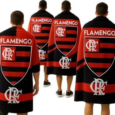 Imagem de toalha de banho grande 1,40x70cm praia piscina time torcedor flamengo rubro negro errejota