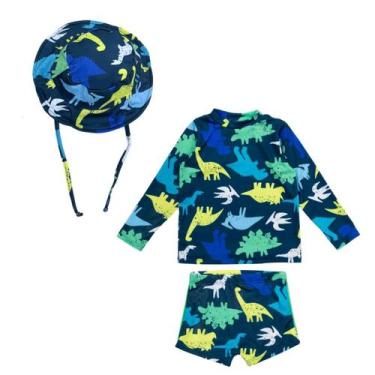 Imagem de Conjunto Menino Blusa Sunga Forrada + Chapéu Proteção Solar - Fofotinh