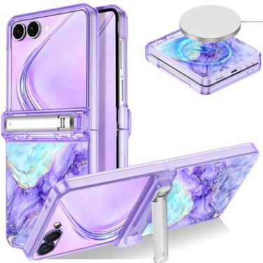 Imagem de Casetego Capa magnética para Galaxy Z Flip 7, [compatível com MagSafe] [Protetor de tela embutido] [Suporte] [Proteção de dobradiça] Capa feminina fina à prova de choque para Samsung Galaxy Z Flip 7