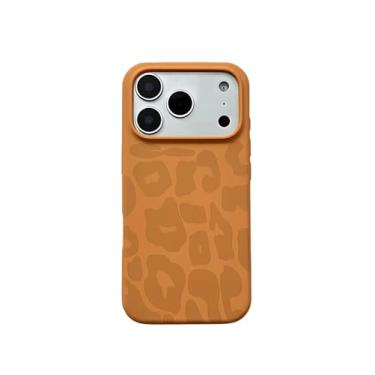Imagem de Danglyld Capa de leopardo para iPhone 17 Pro Max Girls Women Cute Cheetah Print Soft Liquid Silicone Slim à prova de choque capa protetora para iPhone 17 Pro Max 6,9 polegadas - laranja