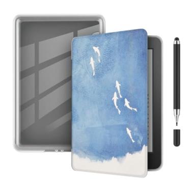 Imagem de Akacy Capa protetora dobrável transparente e macia com estampa pintada para Kindle Paperwhite 6.0 (Geração 2012/2013/2015), capa leve (12)