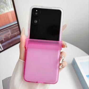 Imagem de Capa fosca translúcida com efeito gradiente e toque de pele para Samsung Galaxy Z Flip 7 6 5 4 3 7fe 5g Flip7 Flip6 em cores vibrantes (para Galaxy Z Flip7/Branco-Rosa)
