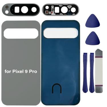 Imagem de Para Pixel 9 Pro Vidro traseiro compatível com Google Pixel 9 Pro 5G Capa traseira de vidro parte de substituição de porta com lente de câmera, fitas e ferramentas pré-instaladas (não é compatível com