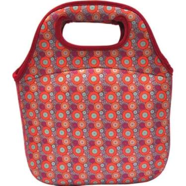 Imagem de Bolsa Multiuso Light Pulse, Bolsa Térmica com Alça, Estampa Colorida de Círculos, Vermelho e Roxo