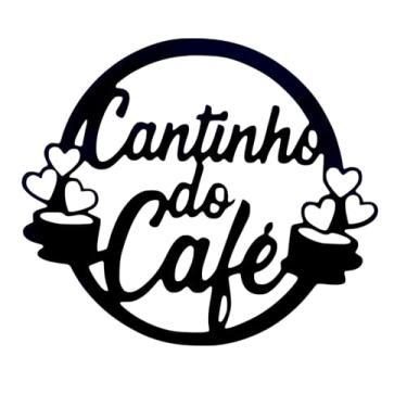 Imagem de Quadro Decorativo Cantinho do Café, MDF 3mm, Preto, 30x30 cm, com Corações