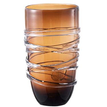 Imagem de YYBOES Vaso de vidro para decoração de vaso de flores, decoração de vaso de flores de vidro marrom leve estilo luxuoso na entrada, conjunto de vaso decorativo geométrico, para centro de casa e fora