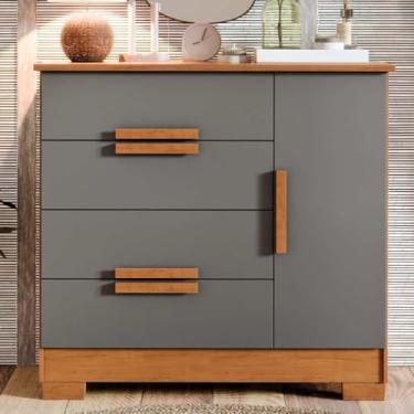 Imagem de Cômoda 4 Gavetas com Sapateira – Para Quarto Adulto e Infantil, Multiuso(Cinza Canela)