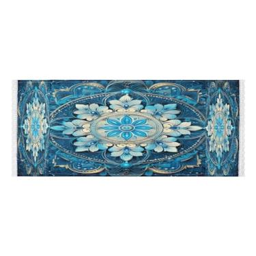 Imagem de Wassud Capas de lavadora e secadora de mandala azul, protetor de lavadora com sacos de armazenamento, capa de geladeira à prova de poeira com bolsos para lavanderia doméstica, cozinha, 120 x 55 cm