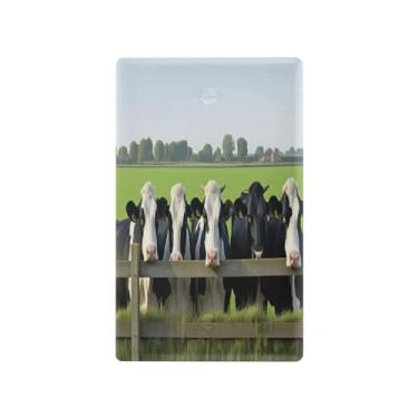 Imagem de Wassud Placa de cobertura para interruptor de luz Five Cows pastando perto de uma cerca, capas de tomadas duplex, placa de parede, decoração de casa, sala de estar, quarto, decoração