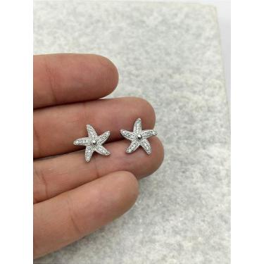 Imagem de Brinco Estrela do Mar com Zircônia e Banho de Diamante - 1 Par - no-br