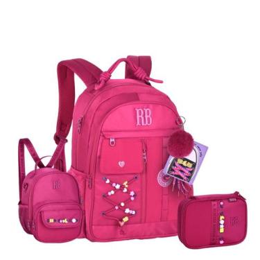 Imagem de Kit Mochila Costas Rebecca Bonbon Com Cadarço Personalizado Original 2