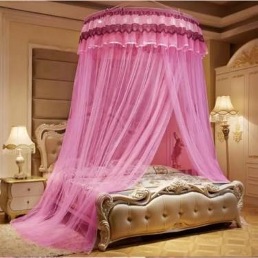 Imagem de Mosquiteiro de Teto Gigante para Cama Casal/Queen/Super King com Abertura Lateral e Microfuros(ROSA,Casal/Box/Queen Sem Abertura)