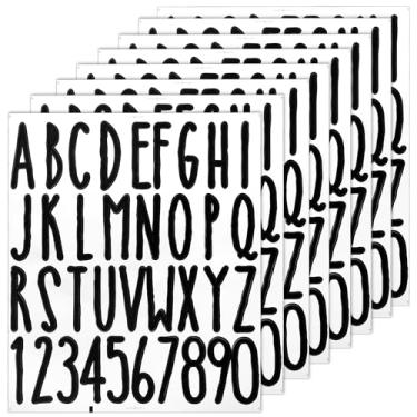 Imagem de Adesivos de letras de vinil preto 8 folhas à prova d'água números grandes autoadesivos, letras de scrapbook, decalques do alfabeto para garrafa de água, caixa de correio, janela, porta, carro