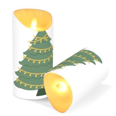 Imagem de ATTX Pacote com 2 velas sem chamas com estrela de árvore de Natal – Velas LED de 7,6 cm x 15 cm com controle remoto e temporizador para casa, casamento, decoração de acampamento #249