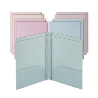 Imagem de Mr. Pen - Pastas com bolsos e pinos com fixadores, 2 pastas de bolso, 3 pastas de pinos, pacote com 5, plástico, pastas de documentos pastel, pacote com 10