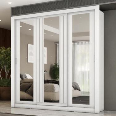 Imagem de Guarda Roupa Casal 3 Portas Doha 2 Gavetas Carraro Ripado Branco - MÓV