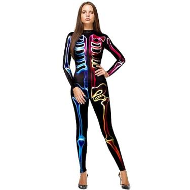 Imagem de Halloween 3D Skeleton Bodysuit Costume - Halloween Costume | Skeleton Costume Bodysuit for Women | Skeleton Rib Cage Jumpsuit for Women | Adult Halloween Costume Women | Spooky Halloween Bones Costume