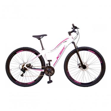 Imagem de Bicicleta Aro 29 Ksw Mwza Feminina Alumínio 21v Freio A Disco Garfo Suspensão Mtb branco-rosa Tam: 17