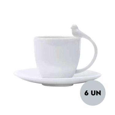 Imagem de Jogo 6 Xícaras Porcelana P- Café Com Pires Birds Wolff 85ml