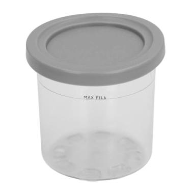 Imagem de CUOFYUNL Copo de Sorvete Pints ​​Tampa PET Tampa Transparente PC Copo Corpo Recipiente de Sorvete para Série NC299AM C300s (Cinza)
