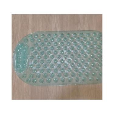 Imagem de Tapete Para Box Antiderrapante com Ventosas Tapete de Banheiro Massageador para os Pés Modelo Retangular (Verde Transparente 648)