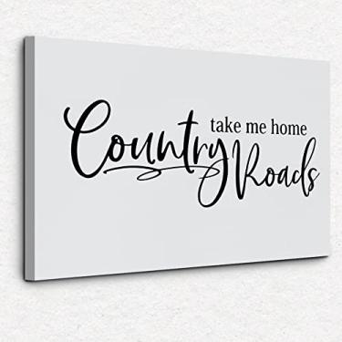 Imagem de Nogrit Country Roads Take Me Home decro para casa de fazenda, arte de parede em tela rústica 14×11, decoração temática country para casa de campo cozinha bar clube, presentes para amantes do campo,