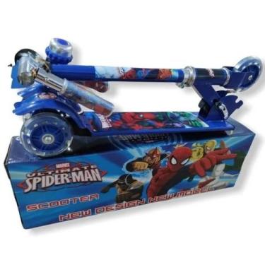 Imagem de Patinete Infantil Metal Homem Aranha 3 Rodas Com Led Buzina - scotter