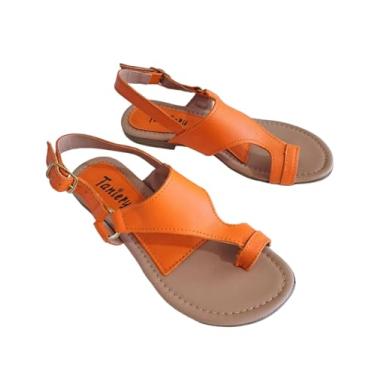 Imagem de Sandalia Rasteira Feminina de Dedo (Laranja, BR, Adulto, Numérico, M, 40)
