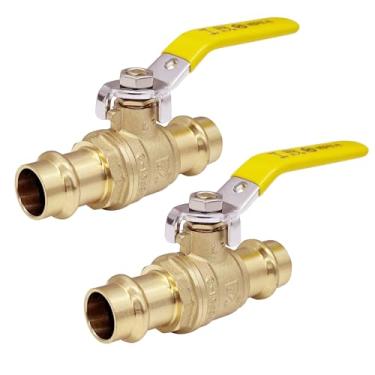 Imagem de BesNPT 2 peças de válvula de esfera de pressão de 1/5.1 cm, corpo de latão resistente de porta completa, válvula de esfera de desligamento de água