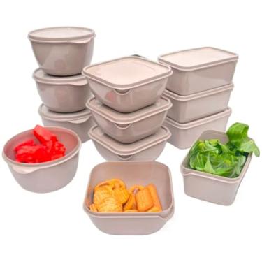 Imagem de Kit com 12 Potes Plasticos Para Alimentos Frezer Geladeira(AREIA (Bege))