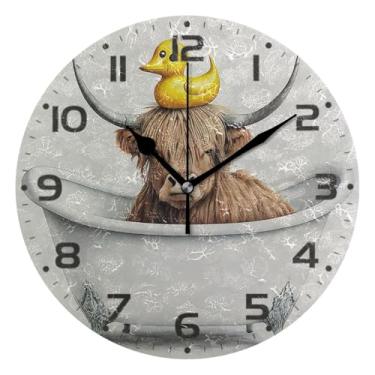 Imagem de Qilmy Relógio de parede pequeno moderno para banheira de hidromassagem, 25 cm, operado por bateria, silencioso, sem tique-taque, relógio decorativo para casa, escritório, escola, quarto, banheiro e