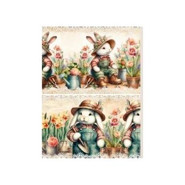 Imagem de Tecido Tricoline Digital Barrado Páscoa 55 x 150 cm