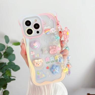 Imagem de Roemary Capa de desenho 3D para iPhone 16 Pro Max com pulso, capa Get Rich para meninas e mulheres, design feminino capa protetora macia TPU (pulso 3D)