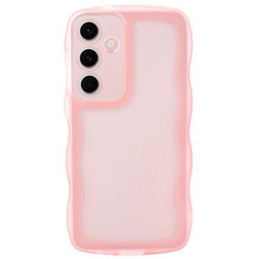 Imagem de MEGANTREE Linda capa de telefone compatível com Samsung Galaxy S24 FE, moldura ondulada encaracolada antiderrapante proteção contra quedas de TPU macio, para meninas e mulheres de 6,7 polegadas, rosa
