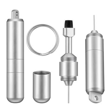 Imagem de ElevateTech Ferramenta de remoção de cartão SIM com escova de limpeza chaveiro portátil 2 em 1 pinos de redefinição abridor de agulha caneta de limpeza para todos os telefones celulares prata