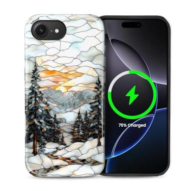 Imagem de ZHEGAILIAN Capa 2 em 1 para iPhone 16e de 6,1 polegadas, compatível com MagSafe à prova de choque antiderrapante com capa de proteção total, design estampado moderno texturizado brilhante para meninas