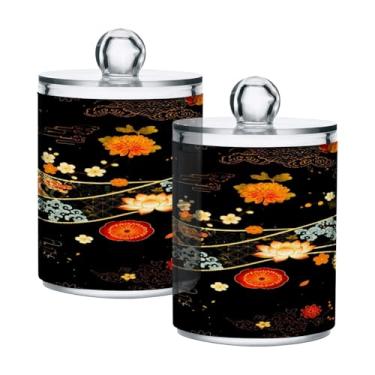 Imagem de Qilmy Pacote com 2 suportes Qtip de design de estilo oriental, frascos de boticário de 400 ml, vasilha organizadora de banheiro para cotonetes, bolas de algodão, almofadas de maquiagem, fio dental