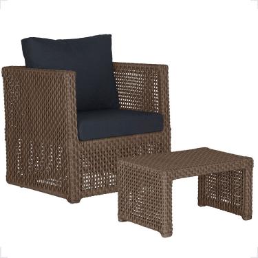 Imagem de Mesa E 1 Poltrona Madri Corda Náutica Estofado 12 Trama Marrom