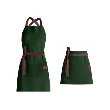 Imagem de Avental Verde Cintura Alça Marrom Cafe Bistro Bar Unissex