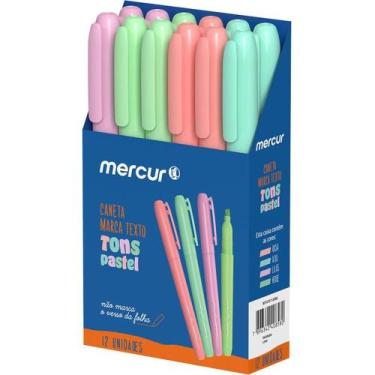 Imagem de Caneta Marca Texto TONS Pastel Sortido Caixa com 12 Unidades - Mercur
