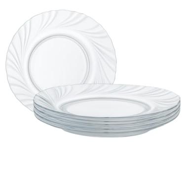 Imagem de Pratos de Vidro - Kit com 4, 8 ou 12 Peças 22x3.5cm | Fundo Transparente e Acabamento Liso | Para Jantares, Festas e Decoração(Kit 8 Pratos Palaci)