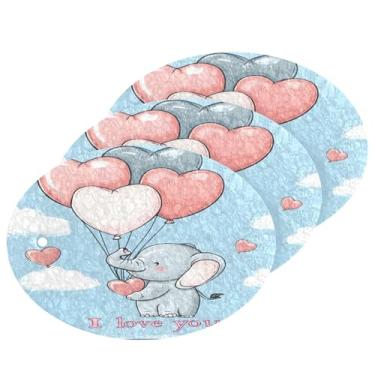 Imagem de Wassud Esponjas fofas de balão de coração de elefante de desenho animado para cozinha, polpa de madeira, esponjas de lavar louça para louças, panelas, utensílios de limpeza de banheiro domésticos