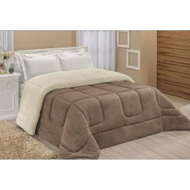 Imagem de Coberdrom Casal Queen Dupla Face Sherpa Tipo Pele de Carneiro 2,40x2,20m (Coberdrom Avelã)