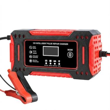Imagem de Carregador de Bateria Inteligente 12V 6A Automotivo – Display Digital LCD, Bivolt e Função Reparo de Pulso – Para Carro, Moto, Caminhão e Barcos