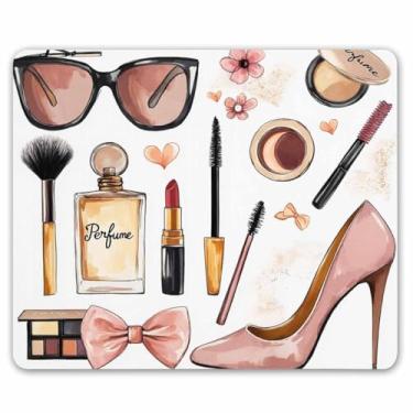 Imagem de SSOIU Mouse pad de maquiagem estética mousepad bonito decoração de escritório maquiagem acessórios de mesa feminino MUA Mousepad presente personalizado para meninas chefe 9,5 X 7,9 polegadas (240 mmX200 mmX3 mm)