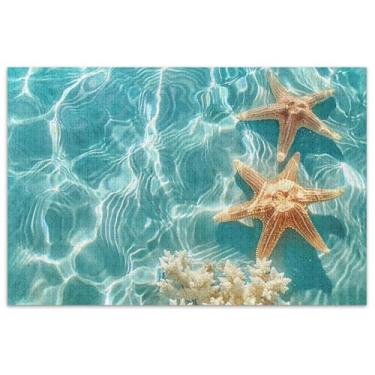Imagem de Quebra-cabeça estrela do mar água transparente 1000 peças arte adulto brinquedo pintura família quebra-cabeças engraçados presentes de jogo de quebra-cabeça