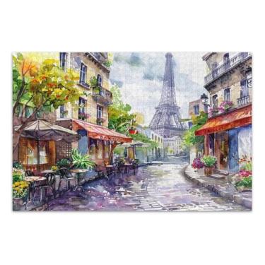 Imagem de Quebra-cabeça Paris Tower Cafe Florist 1000 peças adulto, quebra-cabeça familiar com letras na parte de trás