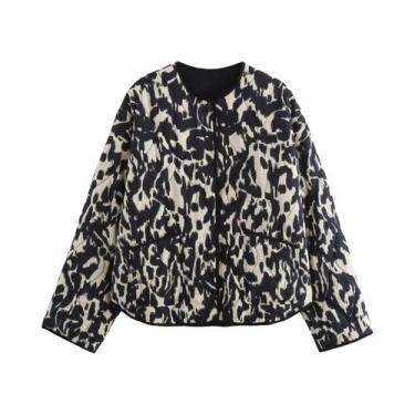 Imagem de Jaqueta Feminina De Manga Longa Com Estampa De Pele De Cobra Estilo Eu