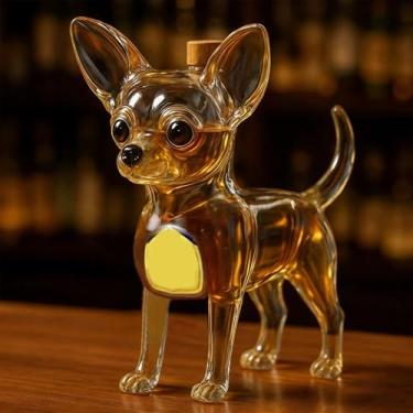 Imagem de Decantador de uísque Chihuahua de 283 g feito à mão, garrafa de vinho vazia, 3D, divertida, para cães, para armazenamento de bebidas alcoólicas, decoração de festa de Natal, presente para homens